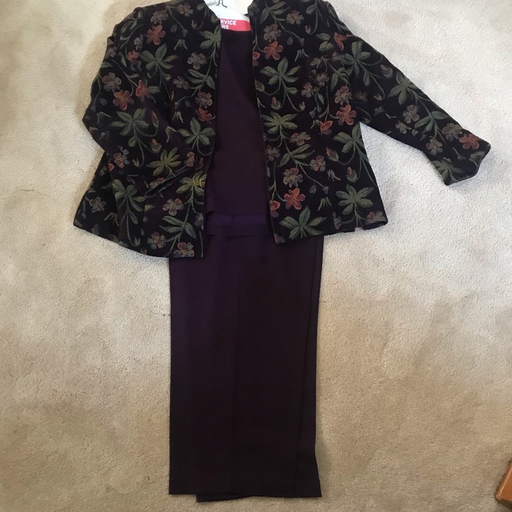 Multicolored jacket with purple top and pants